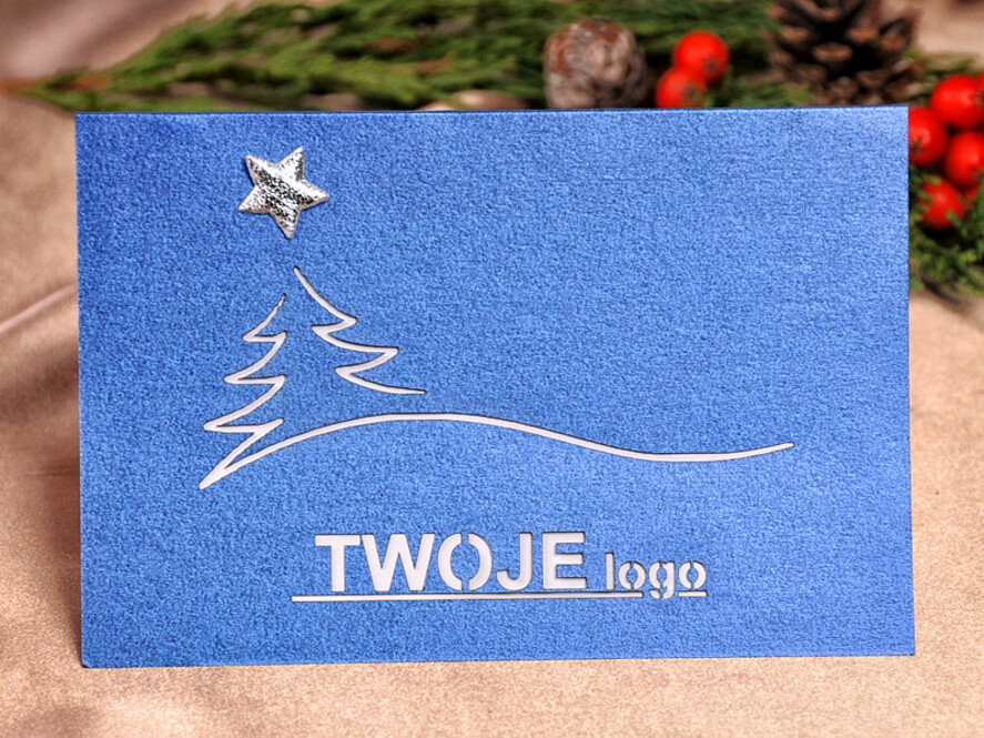 Kartki świąteczne z logo firmy laserowe kartka swiateczna z twoim logo, laserowe karnety bożonarodzeniowe0