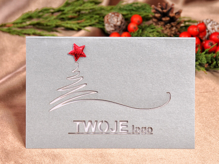 Kartki świąteczne z logo firmy laserowe ręcznie robione kartki świąteczne z logo firmy, karnety bożonarodzeniowe cięte laserem1