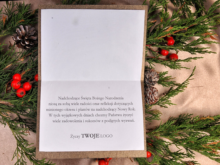 Kartki świąteczne z logo firmy laserowe firmowe kartki swiateczne z logo, perłowe kartki wycinane laserowo2