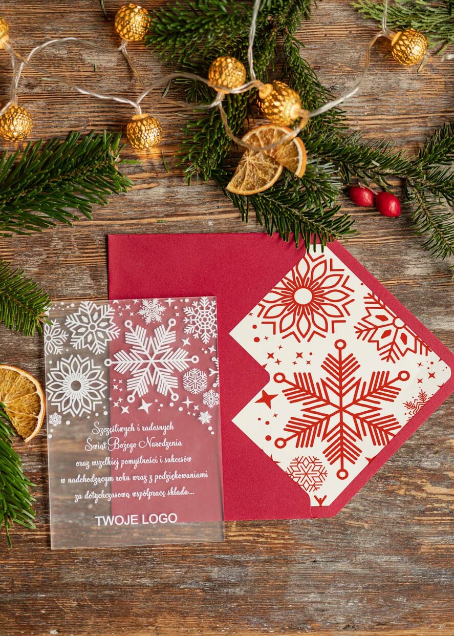 Kartki świąteczne z logo firmy laserowe kartka swiateczna z twoim logo, wycinane kartki świąteczne ze wstążką0