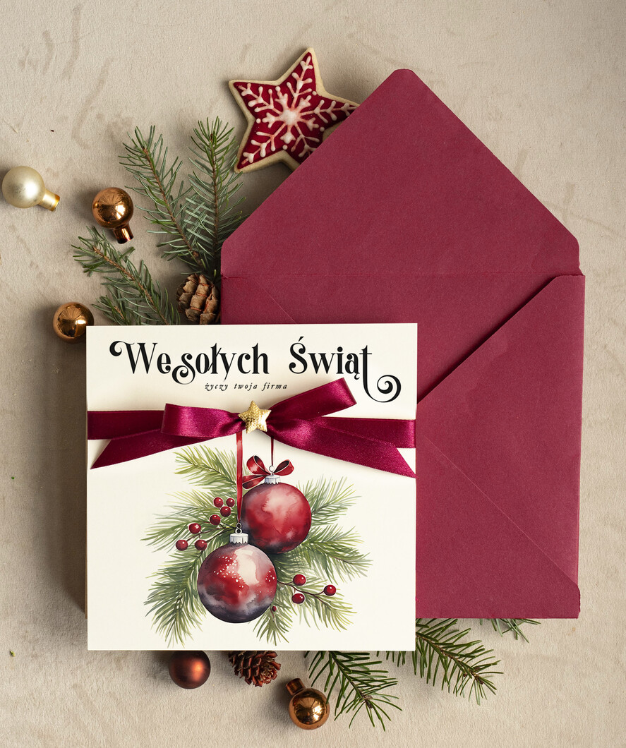 Kartki świąteczne z logo firmy Kokardki  bożonarodzeniowe kartki swiateczne z logo firmy, firmowa biznesowa kartka świąteczna, eleganckie kartki świateczne z kokardką dla firm0
