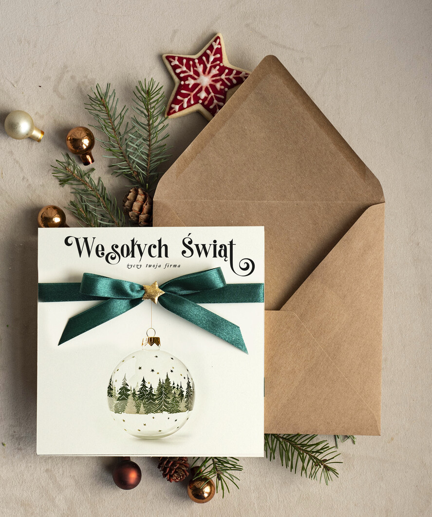 Kartki świąteczne z logo firmy Kokardki  bozonarodzeniowe kartki swiateczne z logo firmy, firmowa biznesowa kartka świąteczna, eleganckie kartki świateczne z kokardką dla firm0