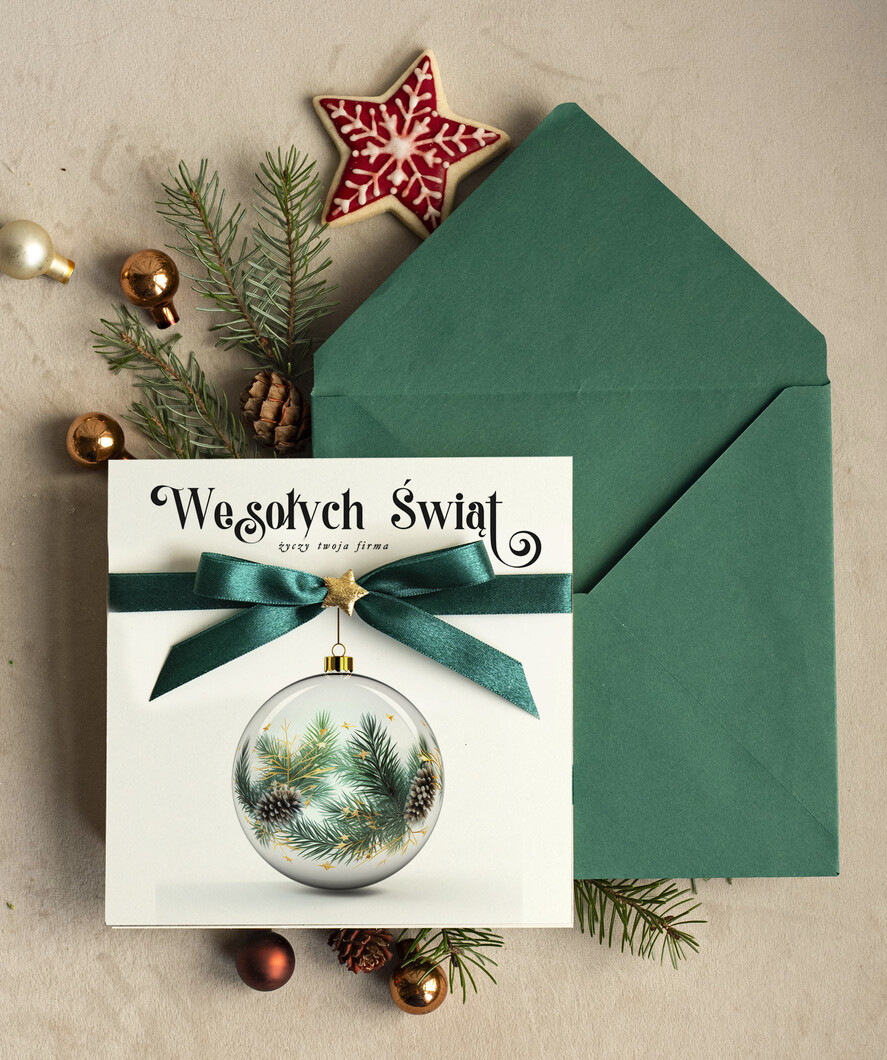 Kartki świąteczne z logo firmy Kokardki  bozonarodzeniowe kartki swiateczne z logo firmy, firmowa biznesowa kartka świąteczna, eleganckie kartki świateczne z kokardką dla firm0