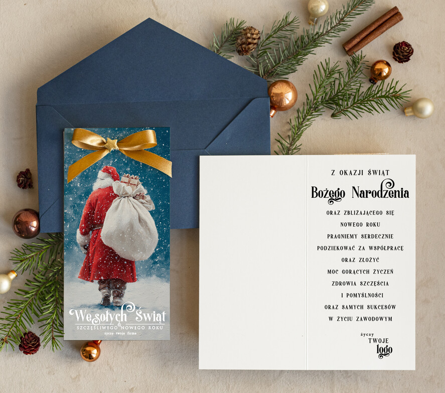 Kartki świąteczne z logo firmy elegance kartka świąteczna dla firmy z logo biznesowe kartki swiateczne dla firm Kartki świąteczne z logo dla firm1