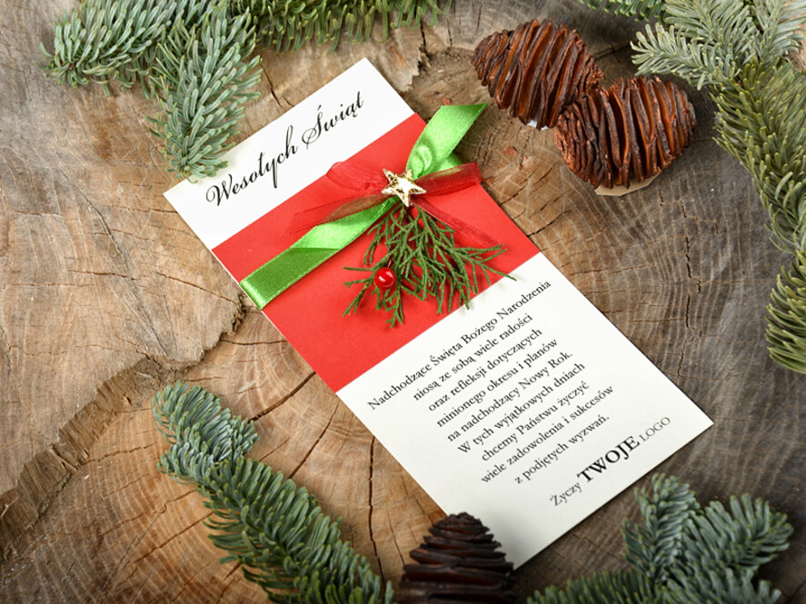 Kartki świąteczne z logo firmy natural kartka swiateczna z twoim logo, naturalne z koronką2