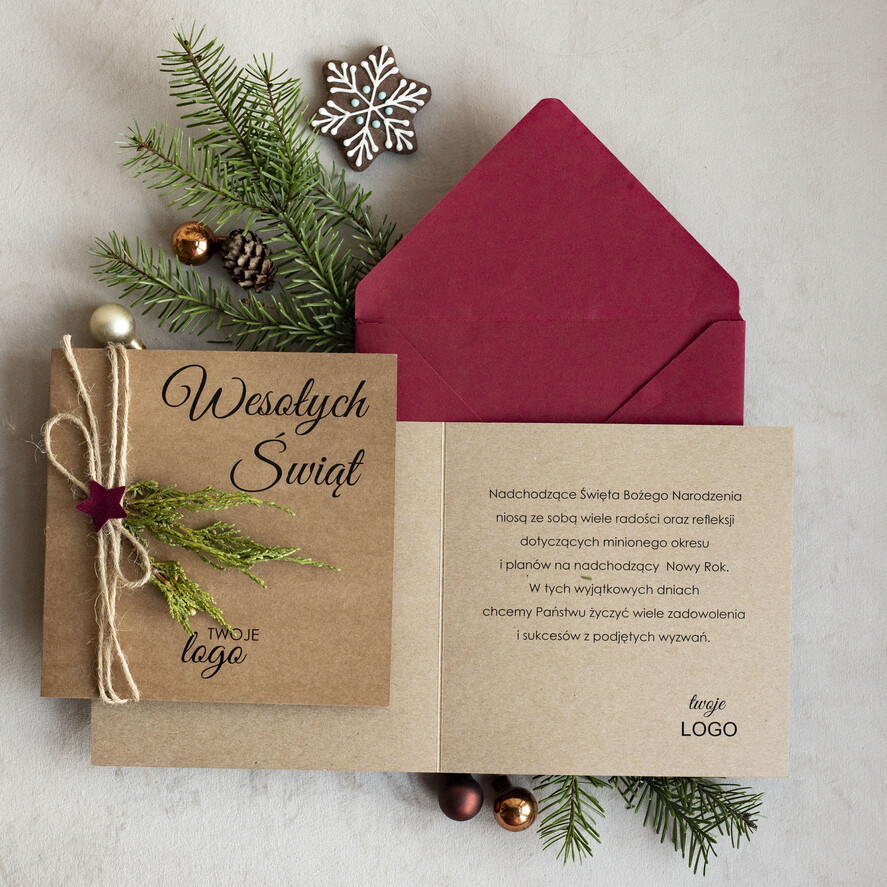 Kartki świąteczne z logo firmy natural kartka świąteczna dla firmy z logo naturalne kartki świąteczne z logo firmy naturalna ekologiczna biznesowa kartka bozonarodzeniowa, kartki dla firm1