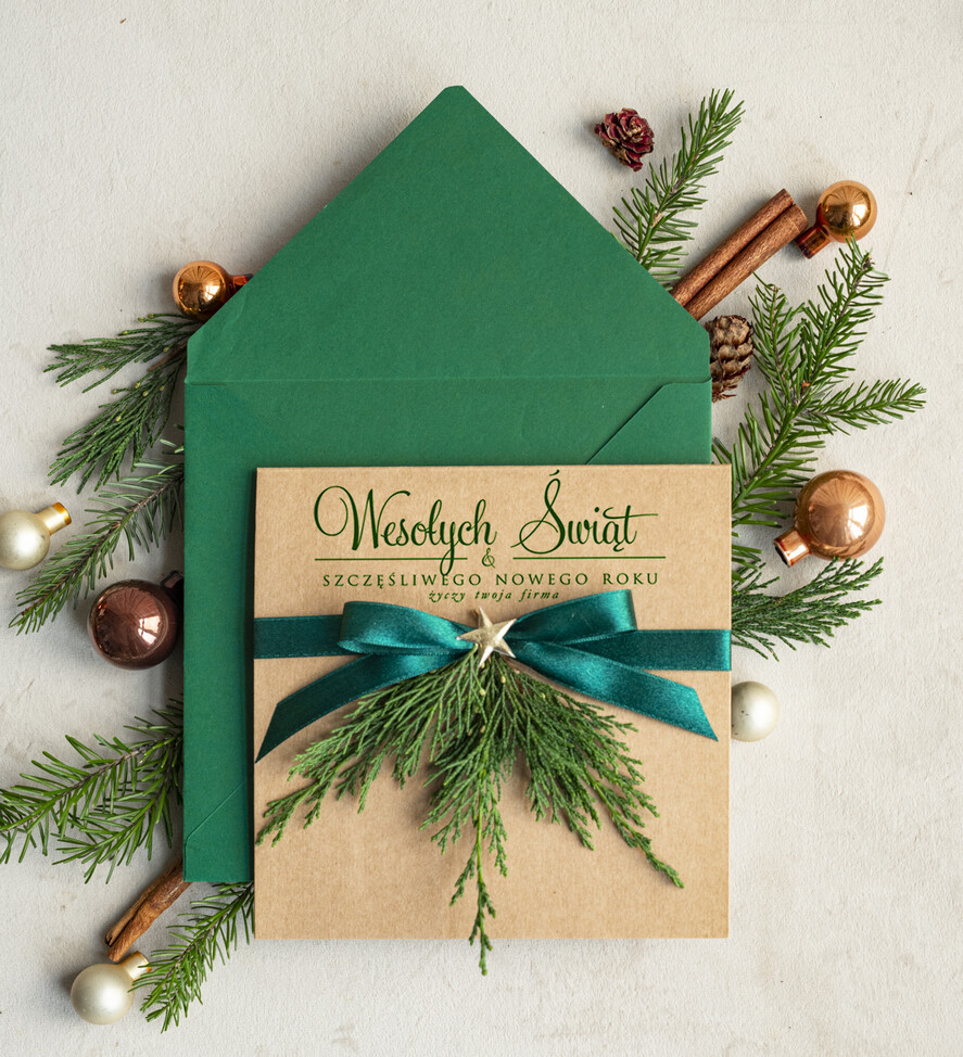 Kartki świąteczne z logo firmy natural ekologiczna kartka świąteczna z twoim logo, biznesowe kartki świąteczne z życzeniami, naturalna eko karta swiateczna0