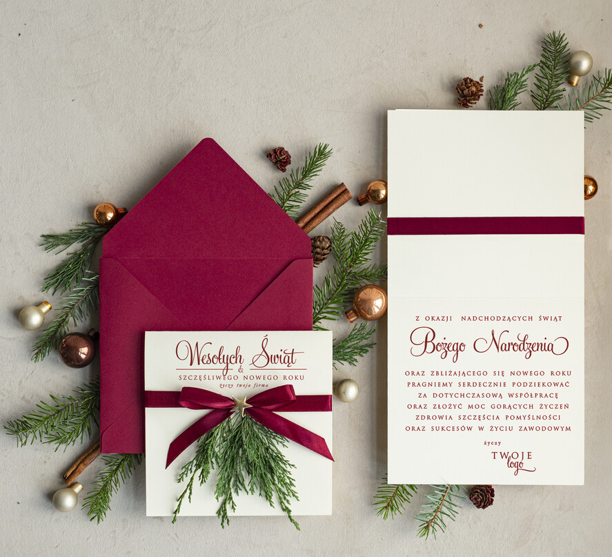 Kartki świąteczne z logo firmy natural ekologiczna kartka świąteczna z twoim logo, biznesowe kartki świąteczne z życzeniami, naturalna eko karta swiateczna1