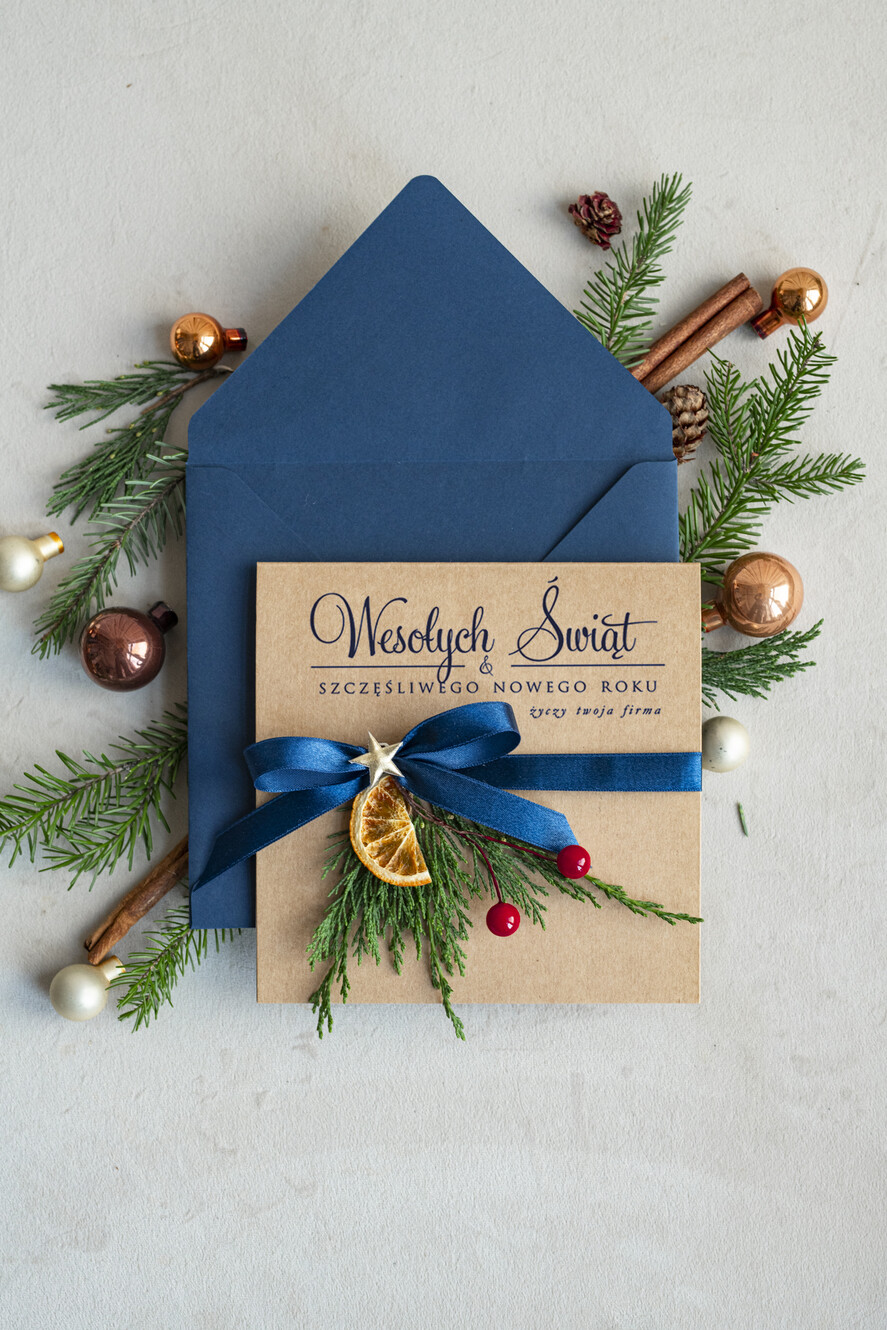 Kartki świąteczne z logo firmy natural ekologiczna kartka świąteczna z twoim logo, biznesowe kartki świąteczne z życzeniami, naturalna eko karta swiateczna1