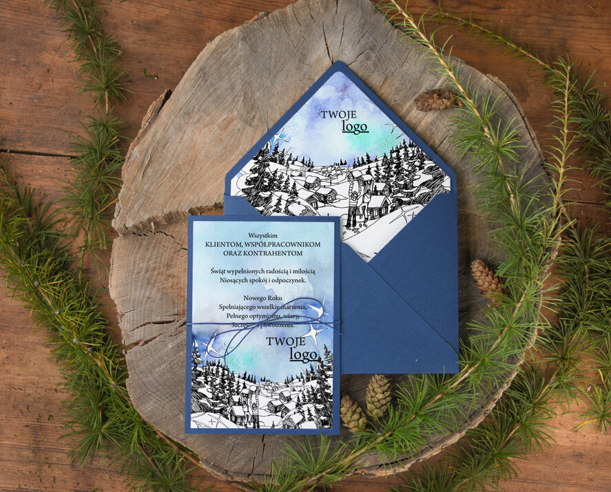 Kartki świąteczne z logo firmy natural biznesowe kartki świąteczne z Twoim logo, ręcznie robione2