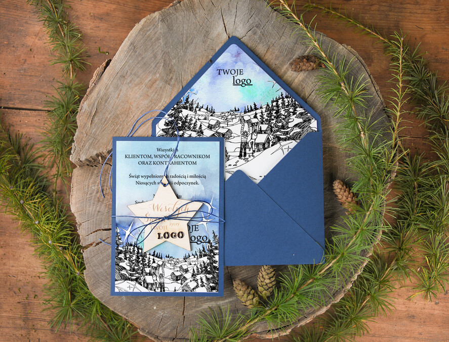 Kartki świąteczne z logo firmy natural biznesowe kartki świąteczne z Twoim logo, ręcznie robione0