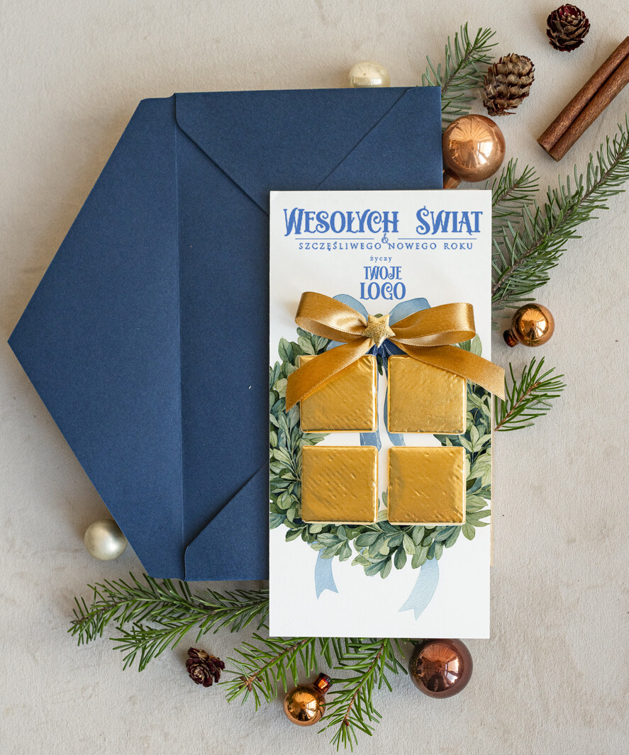 Kartki świąteczne z logo firmy natural kartka świąteczna z logo waszej firmy, ręcznie robione kartki świąteczne z czekoladką, kartki na święta bozegonarodzenia z czekoladkami1