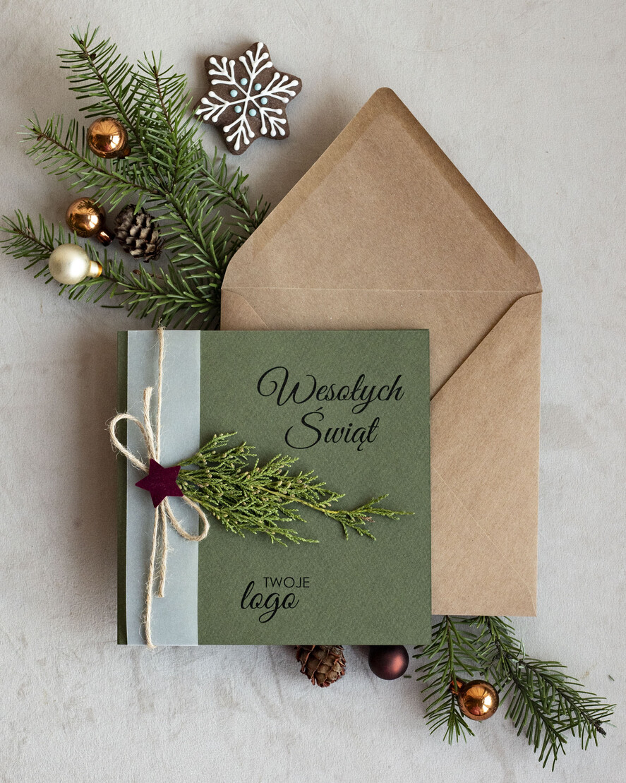 Kartki świąteczne z logo firmy natural biznesowe kartki świąteczne z logo, kartka świąteczna z logo firmy naturalna ekologiczna biznesowa kartka bozonarodzeniowa 0