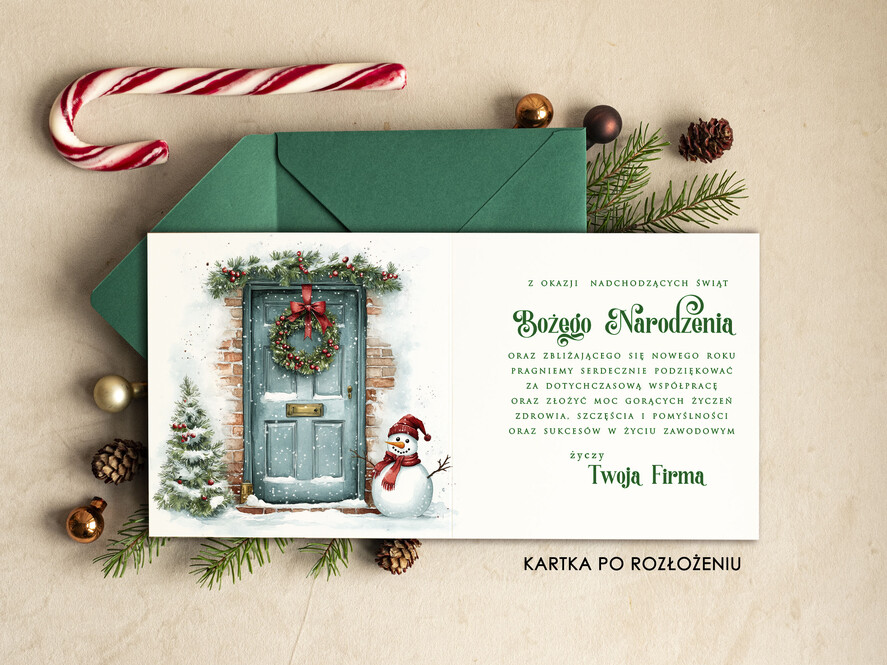 Kartki świąteczne z logo firmy Retro/nowoczesne kartki swiateczne z logo firmy, biznesowa kartka świąteczna, bożonarodzeniowa kartka firmowa, noworoczne kartki z życzeniami dla klientów i pracowników1
