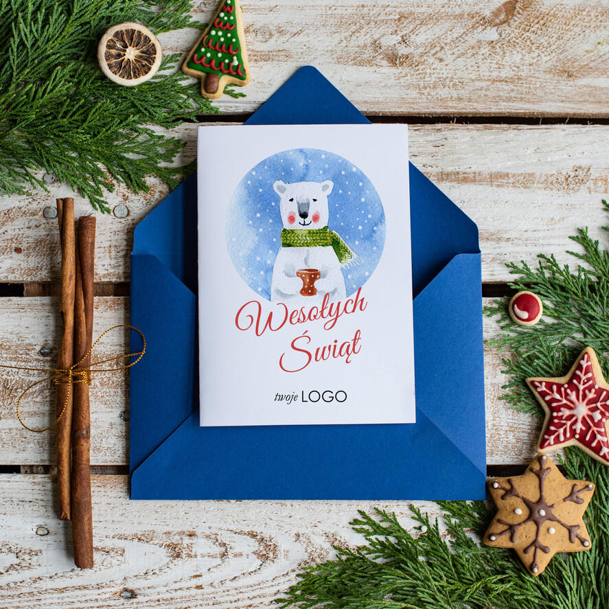Kartki świąteczne z logo firmy Retro/nowoczesne kartka swiateczna z twoim logo, karnety bożonarodzeniowe i na nowy rok0