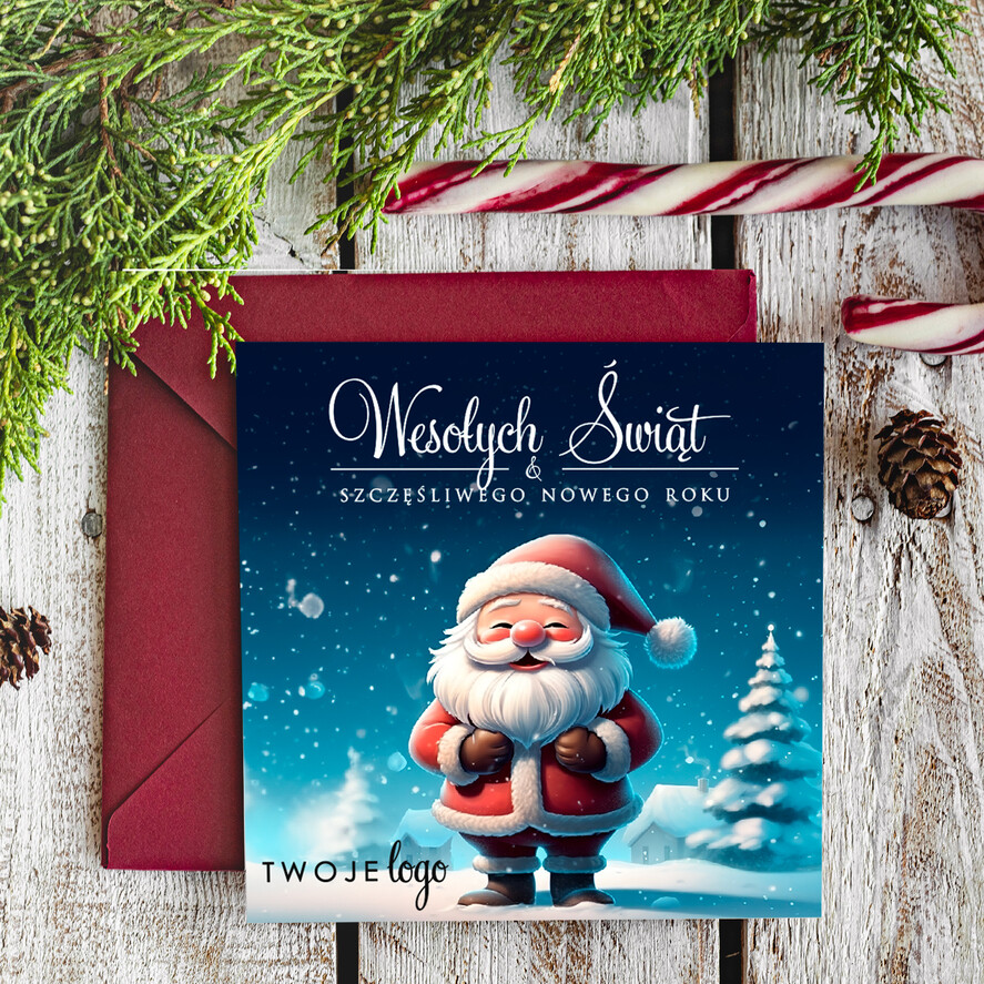 Kartki świąteczne z logo firmy Retro/nowoczesne eleganckie kartki z logo kartki świąteczne z Twoim logo, świąteczne kartki dla firm z logo, kartki świąteczne dla pracowników karnety bożonarodzeniowe0