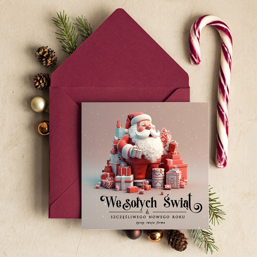 Kartki świąteczne z logo firmy Retro/nowoczesne  kartki swiateczne z logo firmy, biznesowa kartka świąteczna, bożonarodzeniowa kartka firmowa, noworoczne kartki z życzeniami dla klientów0