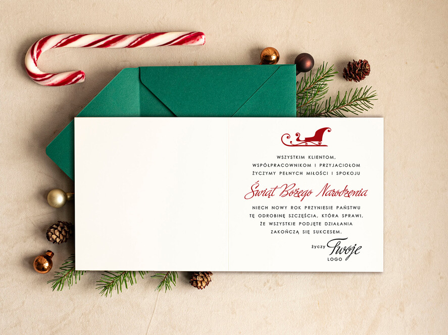 Kartki świąteczne z logo firmy Retro/nowoczesne pakiety kartek świątecznych dla firm, kartki swiateczne z logo firmy, proste i eleganckie kartki dla pracowników, proste i eleganckie kartki świateczne 1