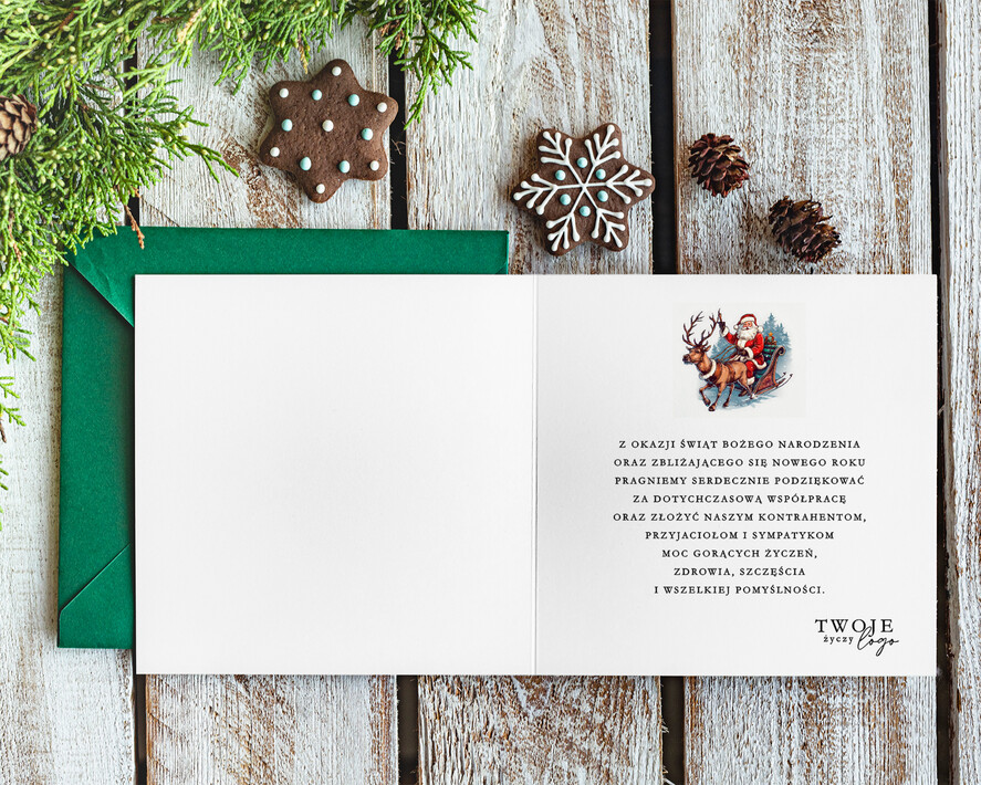 Kartki świąteczne z logo firmy Retro/nowoczesne karnety bożonarodzeniowe biznesowe kartki świąteczne z Twoim logo, świąteczne kartki dla firm z logo, kartki świąteczne dla pracowników karnety bożonarodzeniowe1