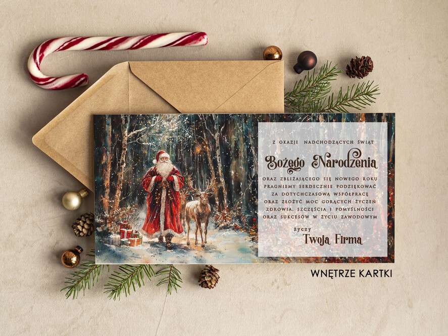 Kartki świąteczne z logo firmy Retro/nowoczesne eleganckie kartki z logo kartki świąteczne z Twoim logo, świąteczne kartki dla firm z logo, kartki świąteczne dla pracowników karnety bożonarodzeniowe1