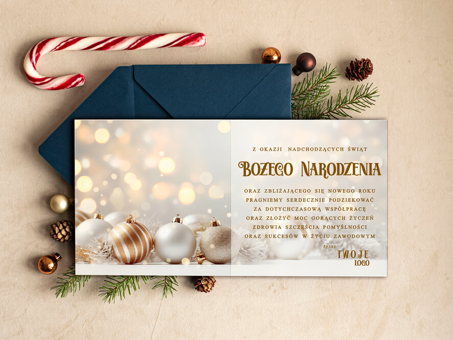 Kartki świąteczne z logo firmy Retro/nowoczesne firmowe kartki bozonarodzeniowe z logo, karnety bożonarodzeniowe firmowe, kartki świąteczne dla pracowników, eleganckie kartki świąteczne z logo firmy1