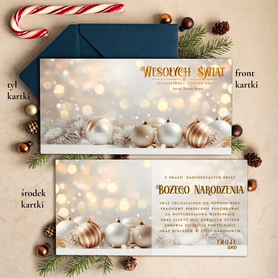 Kartki świąteczne z logo firmy Retro/nowoczesne firmowe kartki bozonarodzeniowe z logo, karnety bożonarodzeniowe firmowe, kartki świąteczne dla pracowników, eleganckie kartki świąteczne z logo firmy2