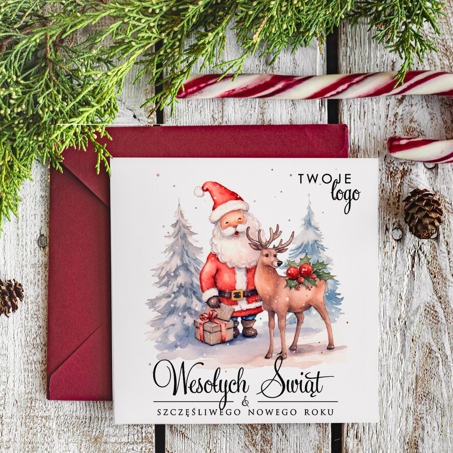 Kartki świąteczne z logo firmy Retro/nowoczesne karnety bożonarodzeniowe biznesowe kartki świąteczne z Twoim logo, świąteczne kartki dla firm z logo, kartki świąteczne dla pracowników karnety bożonarodzeniowe0