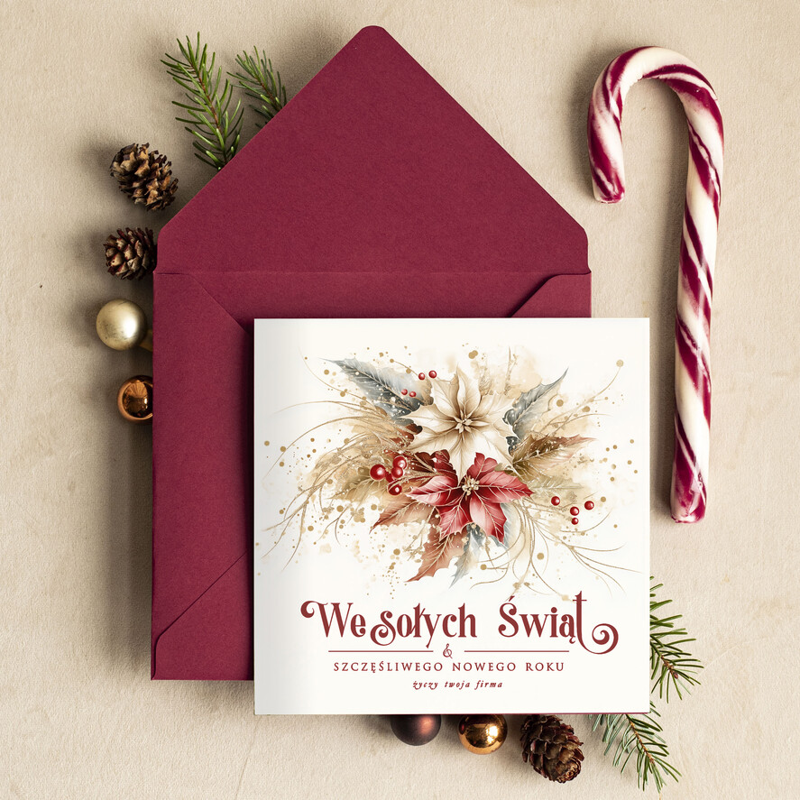 Kartki świąteczne z logo firmy Retro/nowoczesne biznesowe kartki świąteczne z Twoim logo, świąteczne kartki dla firm z logo, kartki świąteczne dla pracowników, firmowe kartki swiateczne z logo0