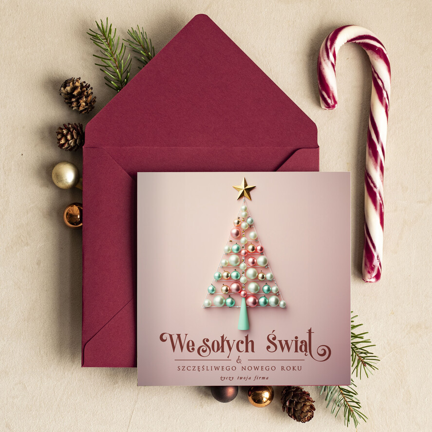Kartki świąteczne z logo firmy Retro/nowoczesne Kartki na święta dla Pracowników, kartki świąteczne z logo firmy, noworoczne kartki dla firm z logo, kartka bożonarodzeniowa z życzeniami dla klientów0