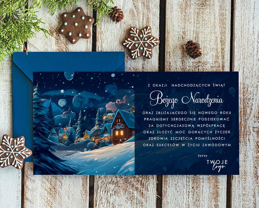Kartki świąteczne z logo firmy Retro/nowoczesne eleganckie kartki z logo kartki świąteczne z Twoim logo, świąteczne kartki dla firm z logo, kartki świąteczne dla pracowników karnety bożonarodzeniowe1