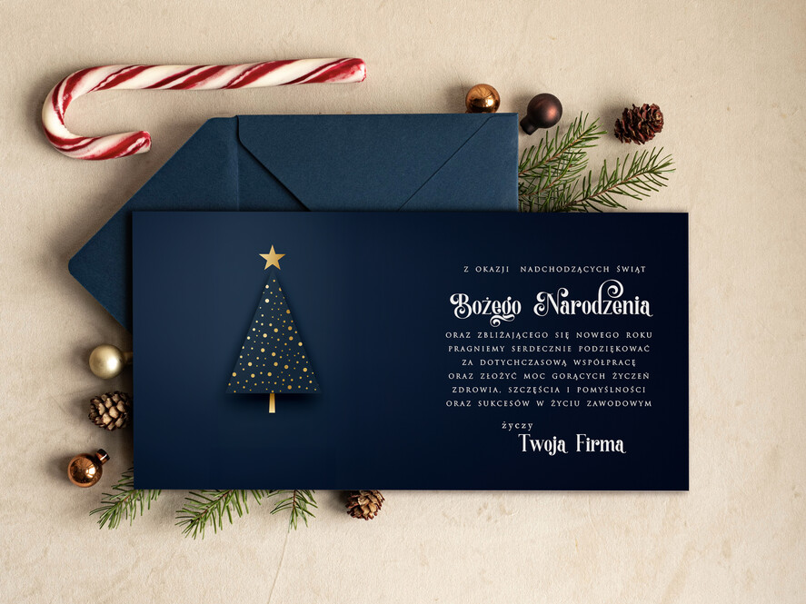 Kartki świąteczne z logo firmy Retro/nowoczesne karnety bożonarodzeniowe biznesowe kartki świąteczne z Twoim logo, świąteczne kartki dla firm z logo, kartki świąteczne dla pracowników karnety bożonarodzeniowe1