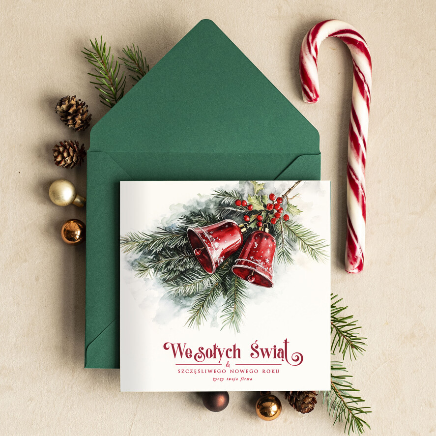 Kartki świąteczne z logo firmy Retro/nowoczesne kartki swiateczne z logo firmy, biznesowa kartka świąteczna, bożonarodzeniowa kartka firmowa, noworoczne kartki z życzeniami dla klientów i pracowników0