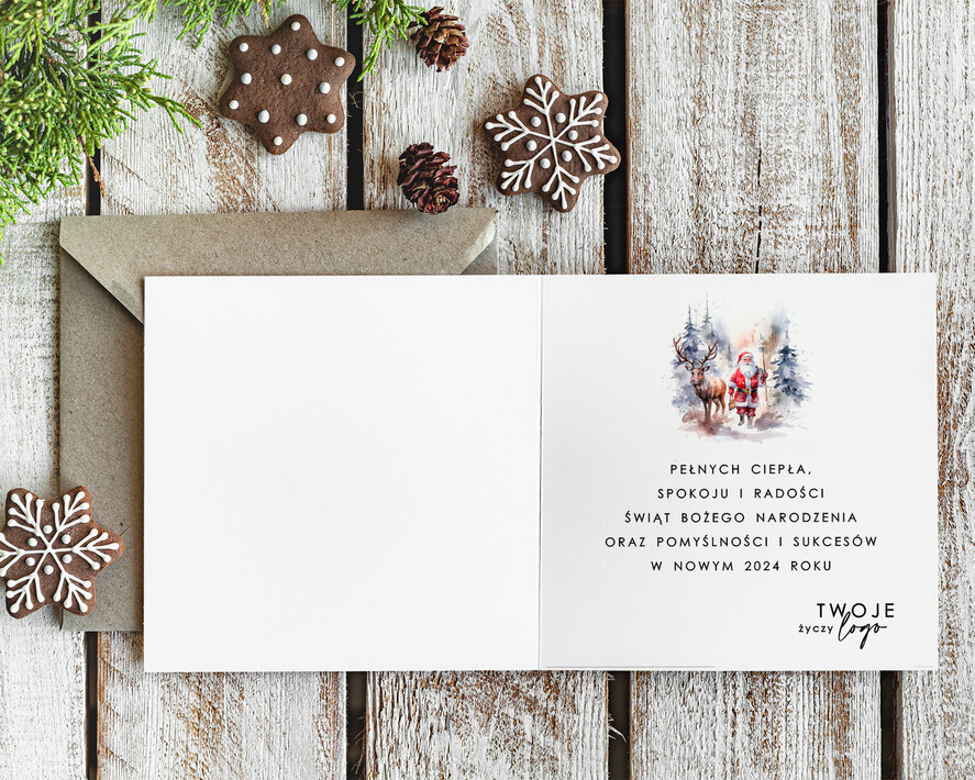 Kartki świąteczne z logo firmy Retro/nowoczesne biznesowe kartki świąteczne z Twoim logo, świąteczne kartki dla firm z logo, kartki świąteczne dla pracowników 1