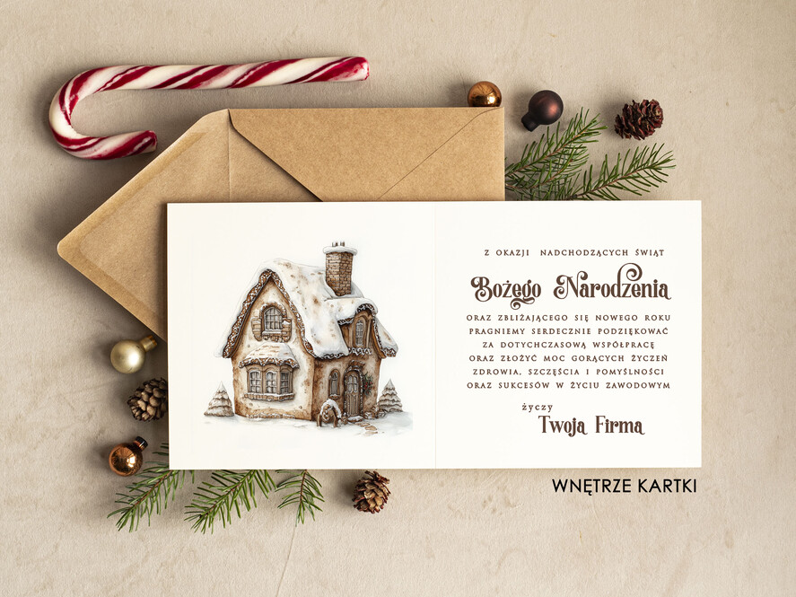 Kartki świąteczne z logo firmy Retro/nowoczesne biznesowe kartki świąteczne z Twoim logo, świąteczne kartki dla firm z logo, kartki świąteczne dla pracowników 1