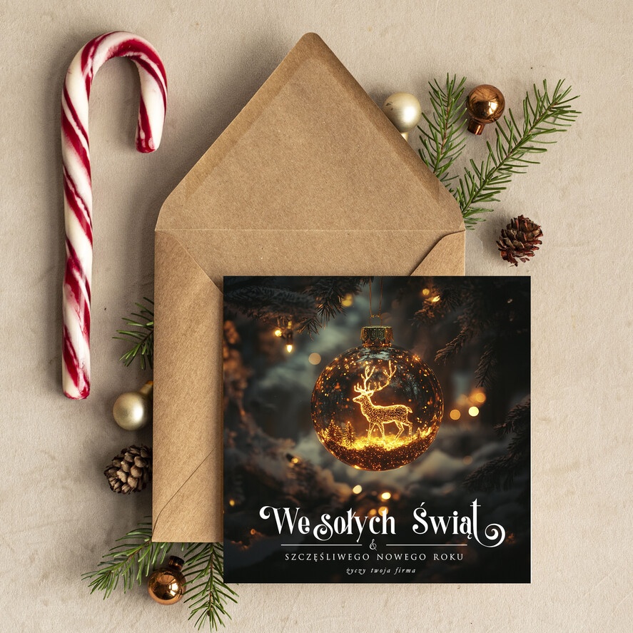 Kartki świąteczne z logo firmy Retro/nowoczesne firmowe kartki bozonarodzeniowe z logo, kartki świąteczne dla pracowników, kartki świąteczne z logo firmy i życzeniami 0