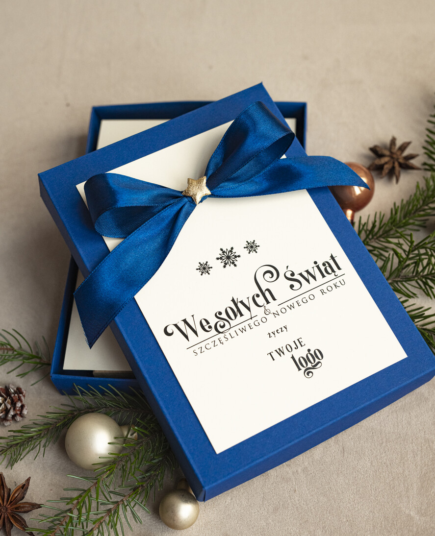 Kartki świąteczne z logo firmy kartka pudełko Biznesowe kartki świąteczne z logo w pudełku dzwonek bombką na choinkę- drewniane zawieszki na choinkę prezent dla klientów1
