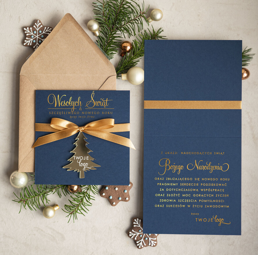 Kartki świąteczne z logo firmy z magnesem lub zawieszką na choinkę bożonarodzeniowa kartka świateczna dla Firm, kartki swiateczne z logo twojej firmy, biznesowa kartka świąteczna z zawieszką na choinkę0