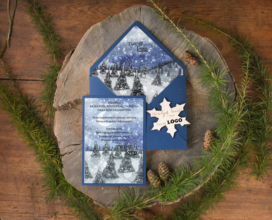 Kartki świąteczne z logo firmy z magnesem lub zawieszką na choinkę kartka swiateczna z twoim logo, kartka z ozdobą na choinkę2