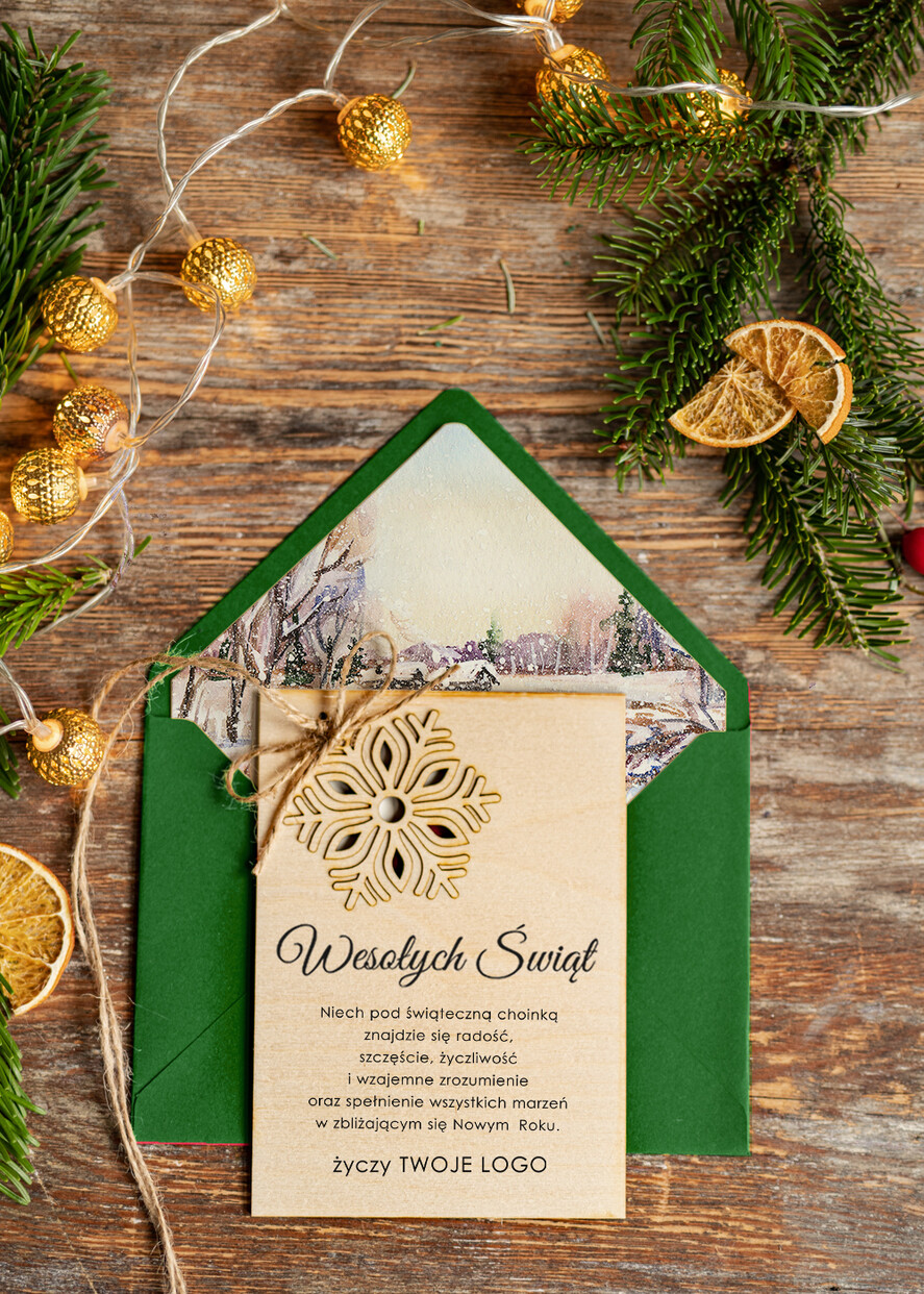 Kartki świąteczne z logo firmy z magnesem lub zawieszką na choinkę kartka świąteczna z twoim logo kartki z drewnianymi zawieszkami na choinkę 1