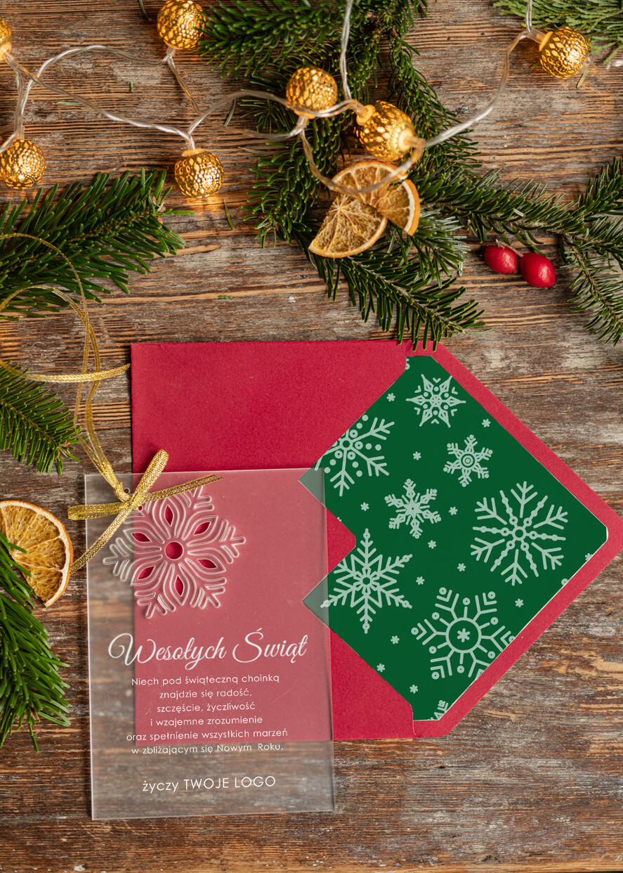 Kartki świąteczne z logo firmy z magnesem lub zawieszką na choinkę kartki świąteczne dla firmy z logo, bożonarodzeniowe kartki z drewnianą zawieszką i sznurkiem0