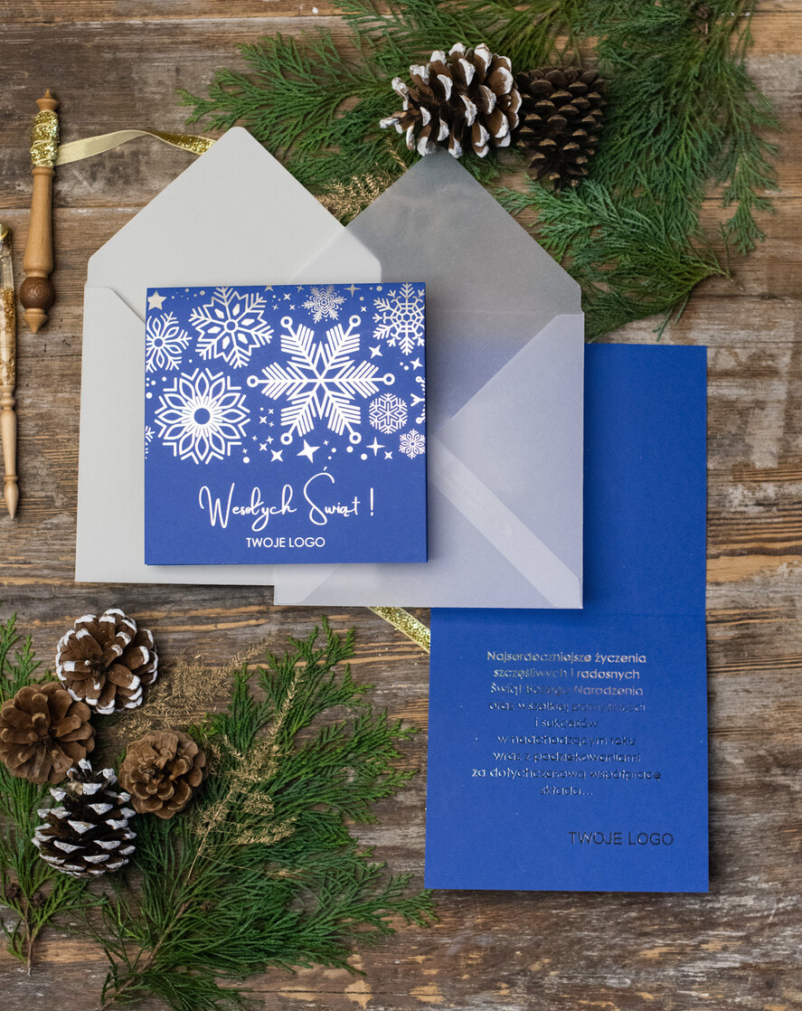 Kartki świąteczne z logo firmy złocone złote firmowe kartki bozonoarodzeniowe z logo, błyszczące złocone karnety świąteczne złote napisy3