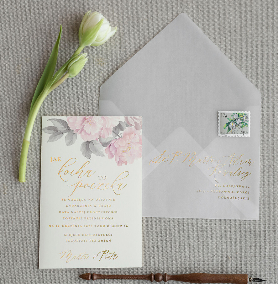 Zmień/Zarezerwuj datę ślubu - save the date Zmień datę Ślubu informacja z nową datą ślubu dopasowana do zaproszeń 0