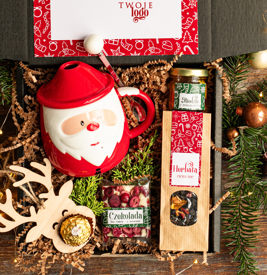 Prezenty oferta dla Firm kubki, filiżanki, kubki termiczne Mikołajowy Kubek w zestawie świątecznym z logo firmy , prezenty biznesowe z kawą i herbatą, upominki na święta dla pracowników i kontrahentów, personalizowane prezenty firmowe, zestawy świąteczne z logo,5