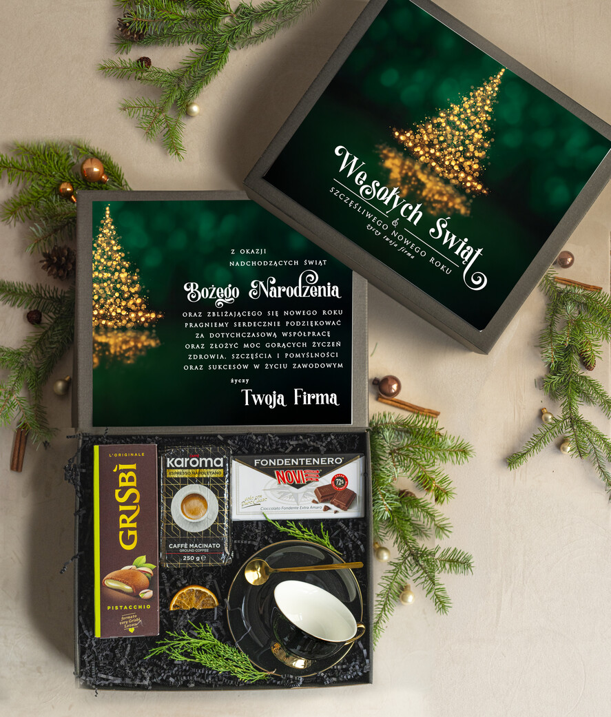 Prezenty oferta dla Firm kubki, filiżanki, kubki termiczne  kosz prezentowy premium z filiżanką dla firm, prezent biznesowy włoskie smaki, upominki na święta dla pracowników Gusto Italiano0
