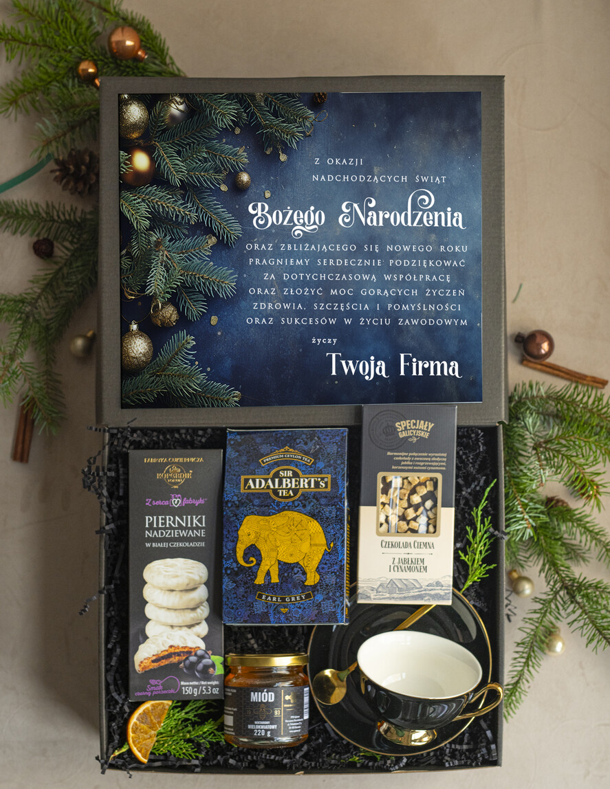 Prezenty oferta dla Firm kubki, filiżanki, kubki termiczne  kosz prezentowy premium z kubkiem dla firm, prezent biznesowy z kawą i herbatą, upominki na święta dla pracowników 1