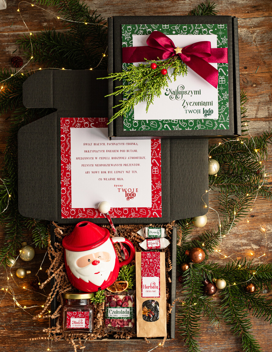 Prezenty oferta dla Firm kubki, filiżanki, kubki termiczne Mikołajowy Kubek w zestawie świątecznym z logo firmy , prezenty biznesowe z kawą i herbatą, upominki na święta dla pracowników i kontrahentów, personalizowane prezenty firmowe, zestawy świąteczne z logo,0