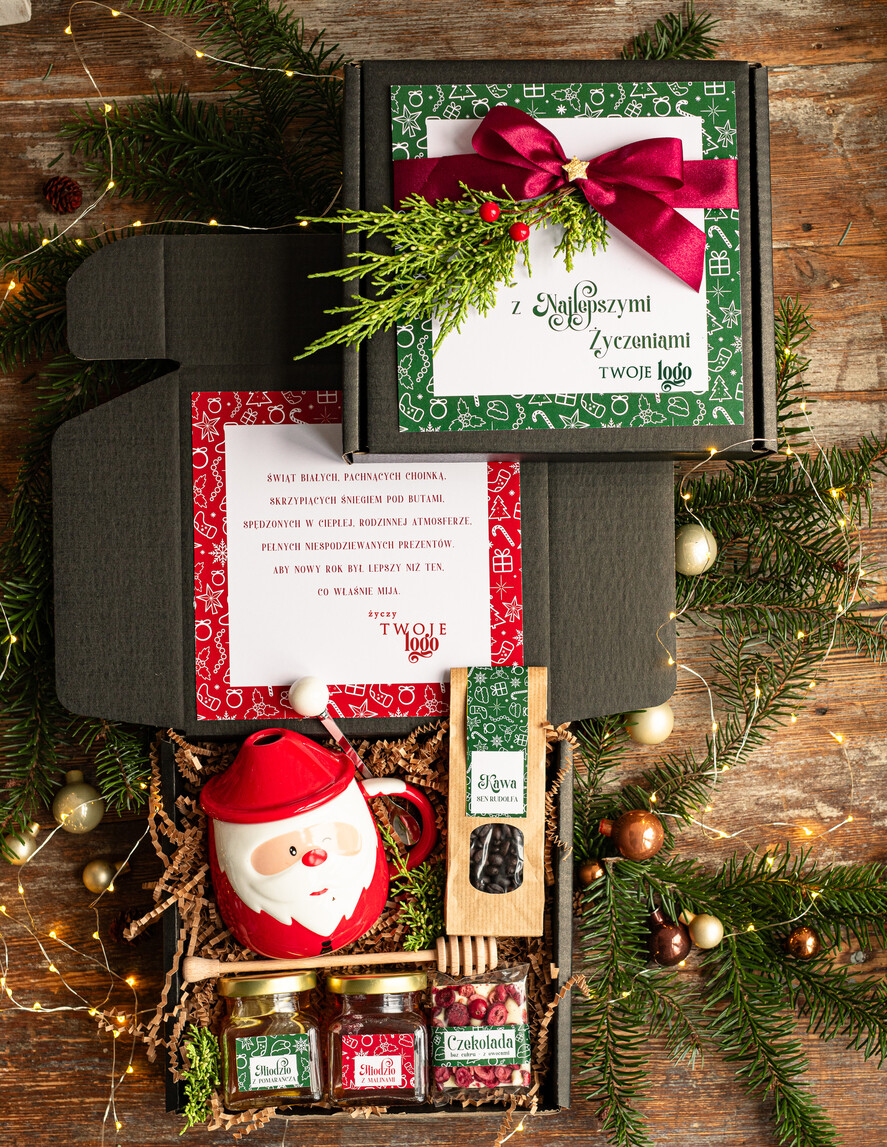 Prezenty oferta dla Firm kubki, filiżanki, kubki termiczne Mikołajowy Kubek w zestawie świątecznym z logo firmy , prezenty biznesowe z kawą i herbatą, upominki na święta dla pracowników i kontrahentów, personalizowane prezenty firmowe, zestawy świąteczne z logo,1