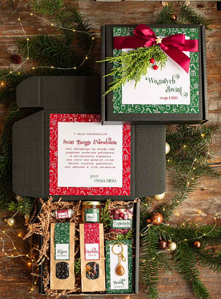 Prezenty oferta dla Firm kawa  herbata miód Prezenty świąteczne dla klientów biznesowych, elegancki prezent z miodem od firm z logo, prezent świąteczny dla pracowników0