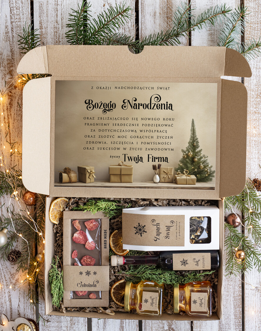 Prezenty oferta dla Firm kawa  herbata miód Prezenty świąteczne dla klientów biznesowych z herbatą i miodem eleganckie prezenty bożonarodzeniowe z miodami od firm z logo prezent świąteczny dla pracownik0