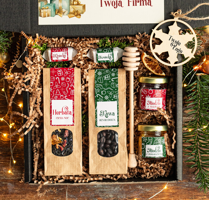 Prezenty oferta dla Firm kawa  herbata miód Prezenty na Boże Narodzenie dla pracowników, prezenty biznesowe dla firm z kawą i herbatą, upominki na święta dla pracowników, świąteczne gadżety dla pracowników i kontrahentów1